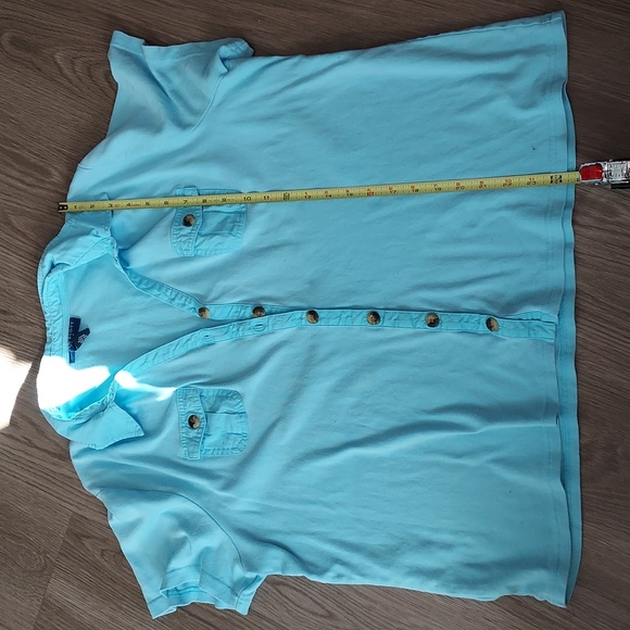Karen Scott short sleeve button up top 2x blue - Picture 12 of 12